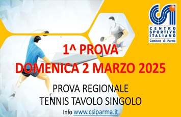 1^ Prova Campionato Tennis Tavolo Singolo